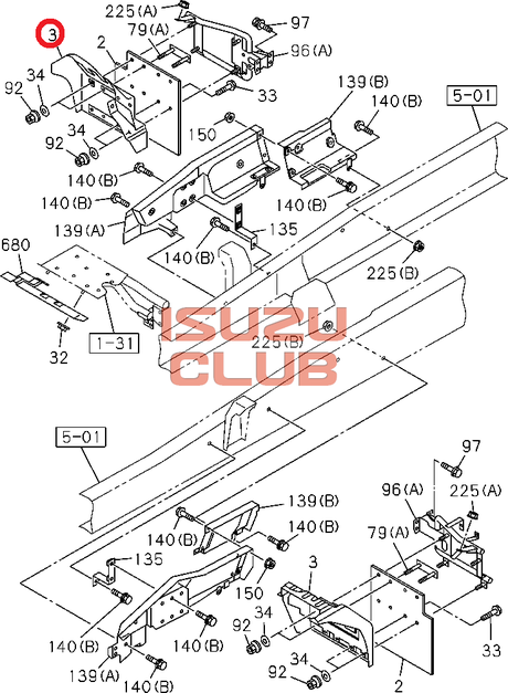 Схема Подкрылок передний правый (задний) ISUZU FVR34 (E5) =Isuzu Original= *8982715860*