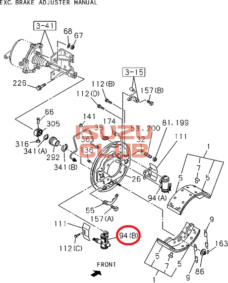 Схема Цилиндр тормозной задний правый (задний) ISUZU FSR90 =Isuzu Original= *8982893670*