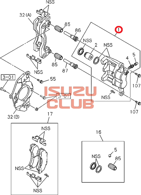 Схема Суппорт передний ISUZU NPR75 (E5) правый =Isuzu Original= *8983034650*