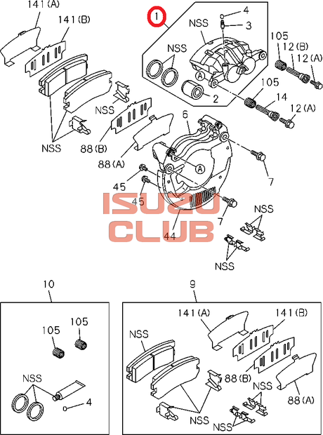 Схема Суппорт задний ISUZU NPR75 (E5) левый =Isuzu Original= *8983034680*