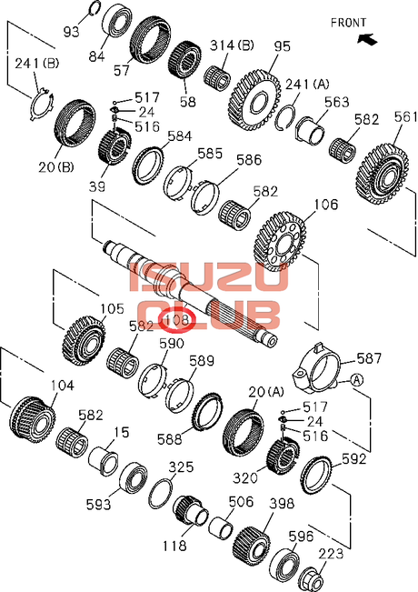 Схема Вал промежуточный ISUZU FSR90 КПП MZW6P =Isuzu Original= *8983036430*