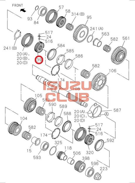 Схема Ступица муфты переключения 1-й/2-й передачи ISUZU КПП MZW6P =Isuzu Original= *8983098520*