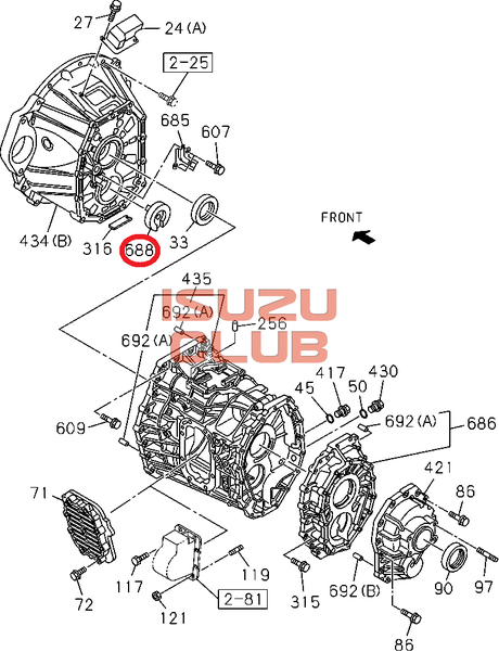 Схема Масляная форсунка промвала КПП ISUZU MZW6P передняя =Isuzu Original= *8983098600*