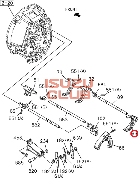 Схема Вилка переключения 3-й/4-й передач ISUZU FSR90 =Isuzu Original= *8983098610*