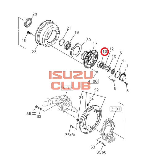 Схема Подшипник внешний передней ступицы CYZ51/FVR34/FSR90/FSR34 =Isuzu Original= *8983174620*