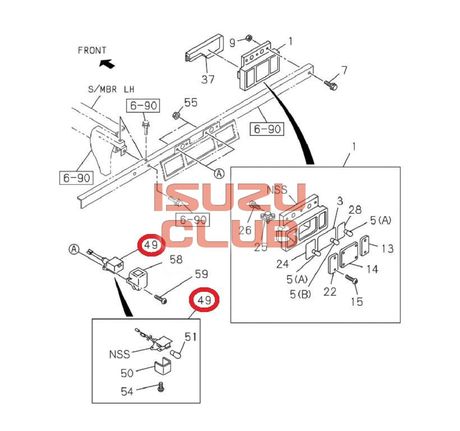 Схема Фонарь освещения номерного знака ISUZU N-F серии =Isuzu Original= *8983294300*
