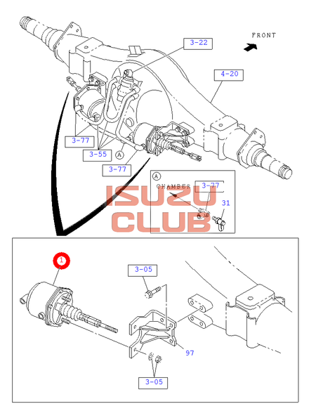 Схема Энергоаккумулятор тормозной задний правый ISUZU FSR90 =Isuzu Original= *1482509181*