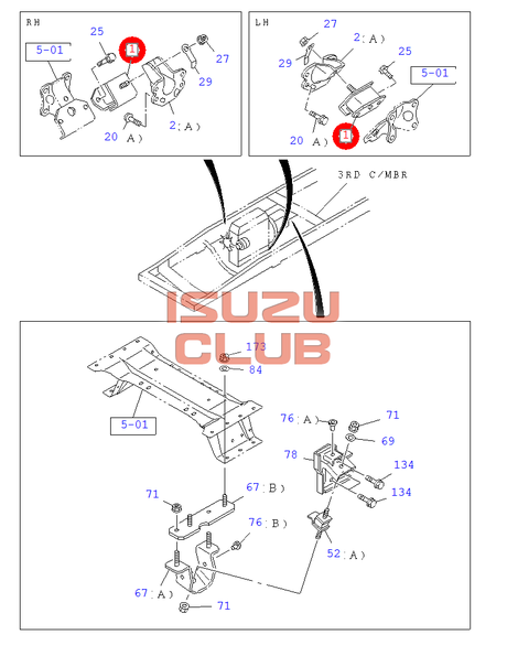 Схема Подушка опоры двигателя ISUZU 4НК1 FSR90 =Isuzu Original=*1532151840*