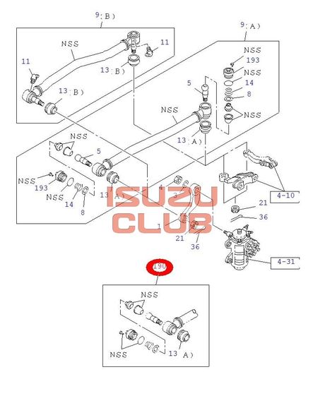 Схема Ремкомплект наконечника продольной рулевой тяги ISUZU FVR34 =Isuzu Original= *1855740410*