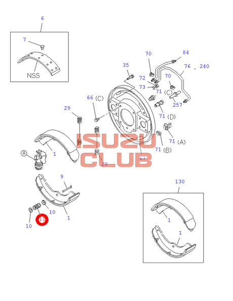 Схема Пружина фиксатора тормозных колодок ISUZU =Isuzu Original= *5095801011*