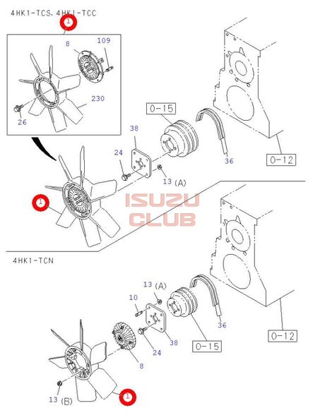 Схема Крыльчатка вентилятора охлаждения ДВС  4HK1 ISUZU NQR75 =Isuzu Original= *5136620121*