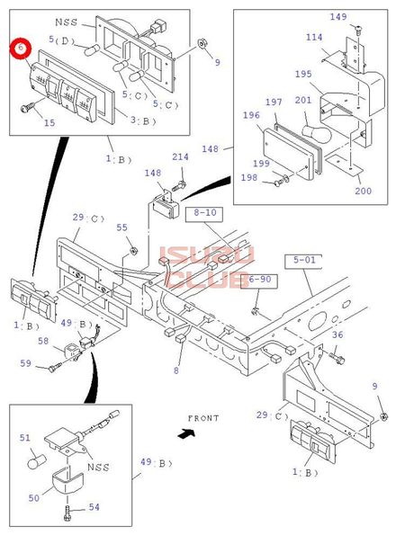 Схема Стекло заднего правого фонаря ISUZU FVR34/FSR90 =Isuzu Original= *5822350010*