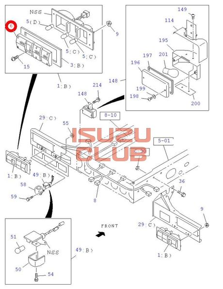 Схема Стекло заднего левого фонаря ISUZU FVR34/FSR90 =Isuzu Original= *5822350020*