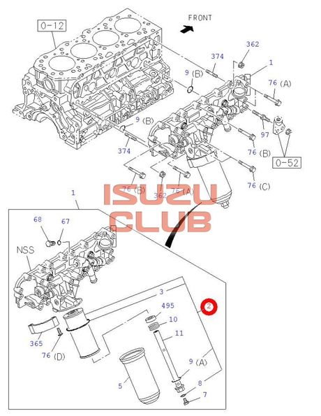 Схема Фильтр масляный (картридж) ISUZU 4JJ1 NMR/NLR85 =Isuzu Original= *5876101180/8980188580*