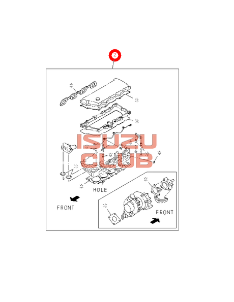 Схема Комплект прокладок ГБЦ 4HK1-T верхний (ГБЦ=1.475) ISUZU NQR75 =Isuzu Original= *5878177320*
