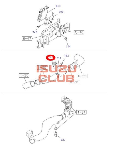 Схема Датчик расхода/давления воздуха (на патрубке) ISUZU 4HK1 =Isuzu Original= *8281397750*