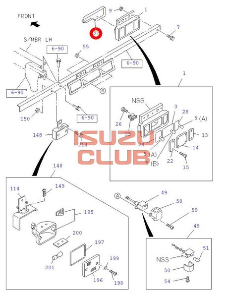 Схема Крышка фонаря заднего левая ISUZU NPR75/NQR90/NQR71/75 =Isuzu Original= *8941292744*