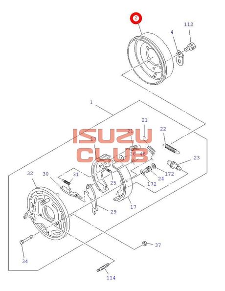 Схема Барабан ручного тормоза NQR71/NLR85/NMR85 =Isuzu Original= *8970339891*