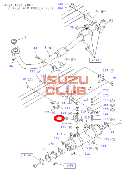 Схема Кронштейн глушителя ISUZU NQR71 =Isuzu Original= *8970412270*