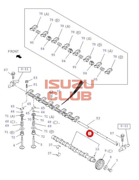 Схема Вал распределительный (распредвал) 4HG1/4HF1/4HE1 ISUZU/HITACHI =Isuzu Original= *8970778300*
