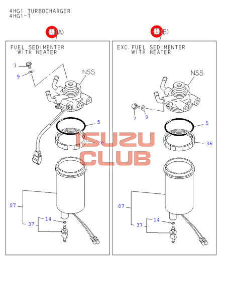 Схема Насос ручной подкачки с влагоотделителем в сборе ISUZU NQR71 =Isuzu Original= *8970818153*