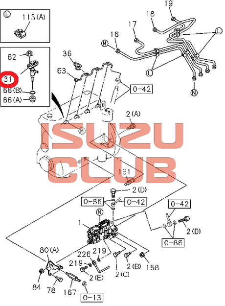 Схема Форсунка топливная ISUZU NQR71 =Isuzu Original= *8972005703*