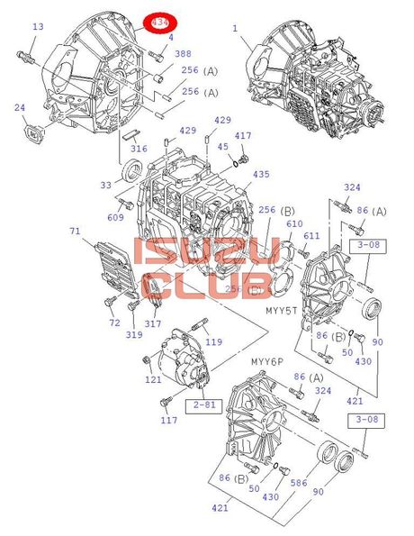 Схема Картер сцепления КПП MYY5T NMR85/NLR85/NQR71/NQR75 =Isuzu Original= *8972370998*