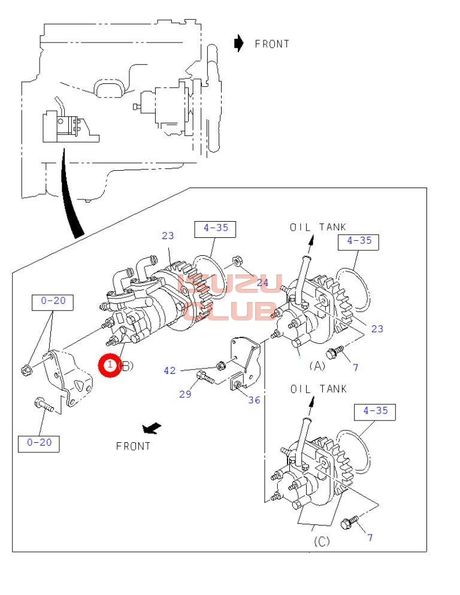 Схема Насос ГУР ISUZU NPR75 =Isuzu Original= *8980550072*