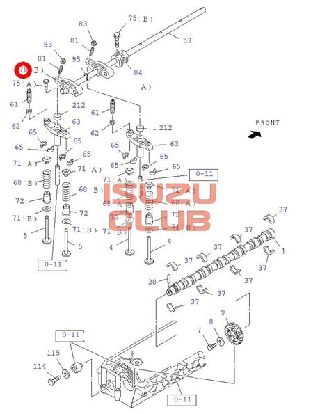 Схема Коромысло выпускного клапана (рокер) двигателя 4HK1/6HK1 ISUZU/HITACHI =Isuzu Original= *8973064243*