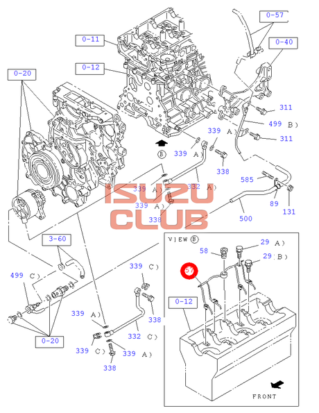 Схема Форсунка охлаждения поршневой группы 4JJ-T (трубка) =Isuzu Original= *8973121323*