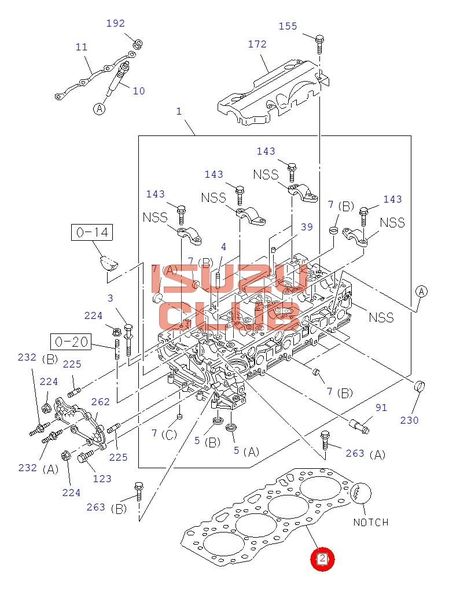 Схема Прокладка ГБЦ 4JJ1 T=1.05 (1 метка) ISUZU NLR/NMR(E3/4) =Isuzu Original= *8982916830*