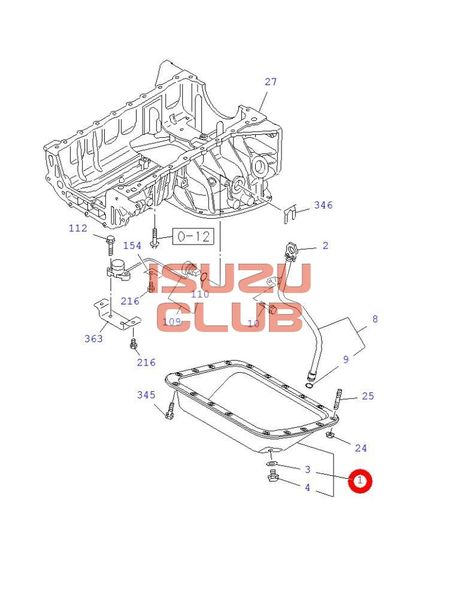 Схема Поддон масляный двигателя 4JJ1 ISUZU NMR/NLR85 =Isuzu Original=*8973830673*
