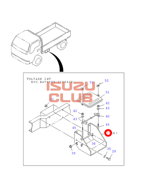 Схема Ящик аккумуляторный (полка) АКБ ISUZU N-F серии =Isuzu Original= *8973840672*