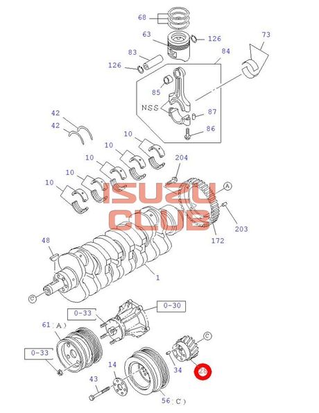 Схема Шестерня коленвала мотор 4JJ1 распределительная ISUZU NLR85/NMR85 =Isuzu Original= *8973862321*