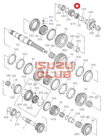 Схема Шестерня КПП 6-й передачи (Z=21) ISUZU MYY6S =Isuzu Original= *8973865820*