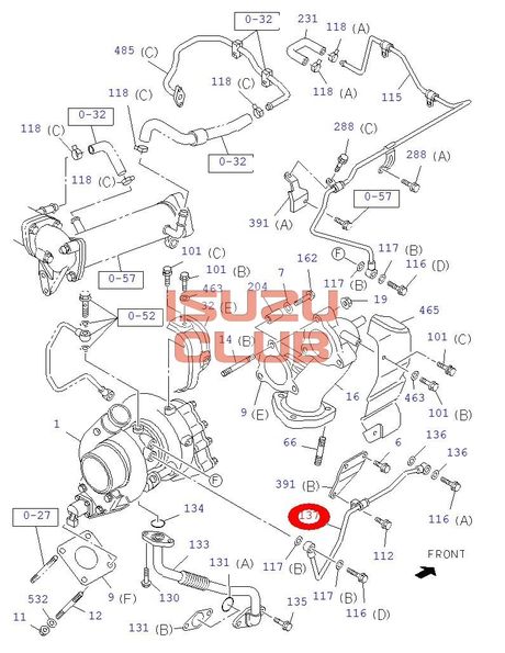 Схема Трубка турбины охлаждения входящая ISUZU FSR90/NQR90/NPR75 =Isuzu Original= *8973872710*