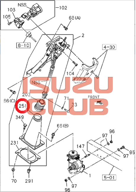Схема Кожух рулевой колонки ISUZU FSR90/FVR34 =Isuzu Original= *8974170500*