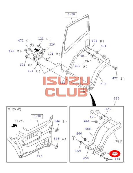 Схема Крепление повторителя поворота к двери правой (цвет белый) ISUZU FVR34/FSR90 =Isuzu Original= *8974214850*