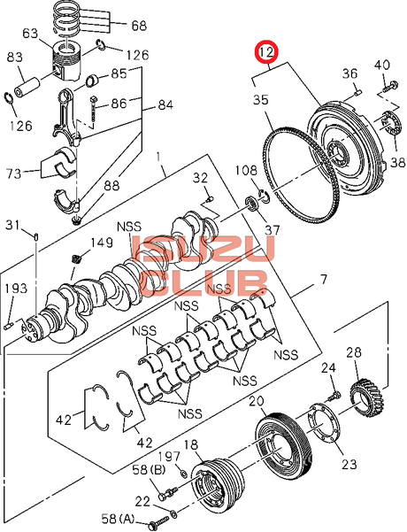 Схема Маховик двигателя 6WG1 ISUZU CYZ52 Евро-4 =Isuzu Original= *8976102300*
