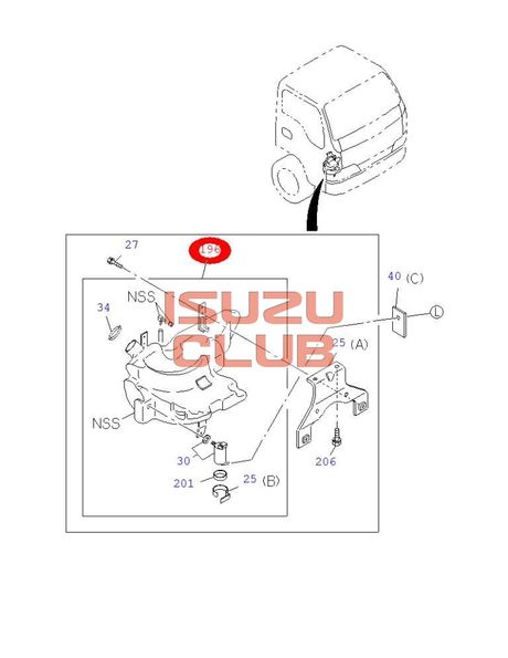 Схема Бачок стеклоомывателя в сборе ISUZU NQR75/NQR71 =Isuzu Original= *8978550666*