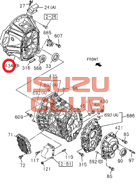 Схема Колокол КПП MZW6P ISUZU FSR90 =Isuzu Original= *8980045072*