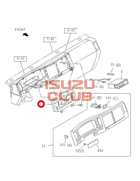 Схема Панель (щиток) приборов в сборе ISUZU NLR85/NMR85 =Isuzu Original= *8980212495*