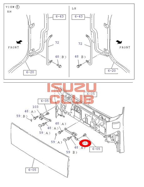 Схема Ручка капота кабины левая ISUZU FVR34/FSR90  =Isuzu Original= *8980365651*
