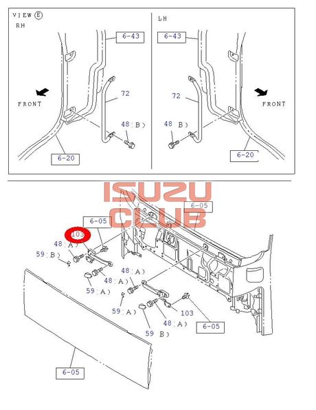 Схема Ручка капота кабины правая ISUZU FVR34/FSR90 =Isuzu Original= *8980365661*