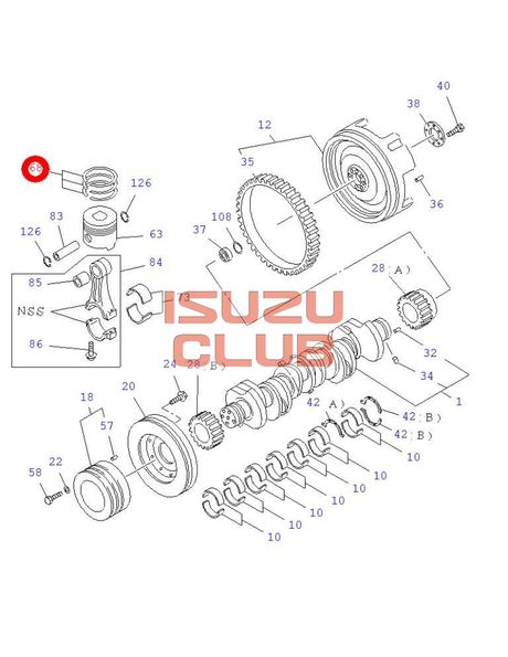 Схема Кольца поршневые наминал 4HK1/6HK1 ISUZU NPR75/NQR90/FSR90/FVR34 =Isuzu Original= *8980401250*