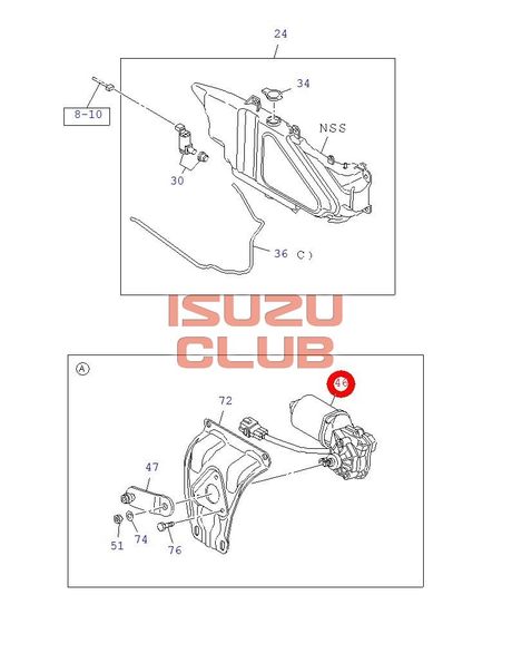 Схема Мотор привода стеклоочиcтителя ISUZU FVR34 =Isuzu Original= *8980789661*