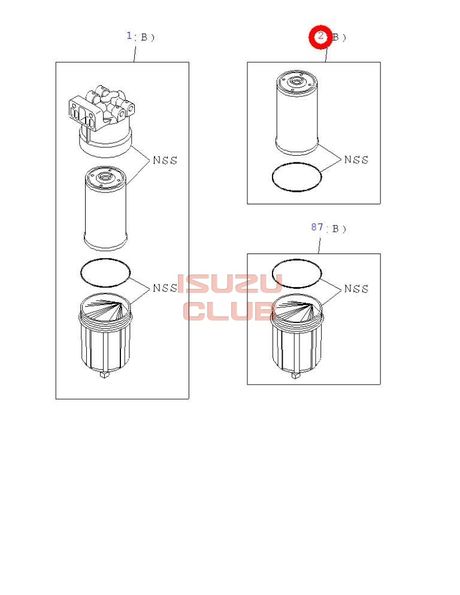 Схема Фильтр топливный грубой очистки ISUZU FVR34/FSR90/CYZ52 =Isuzu Original= *1876100942/8980924811*