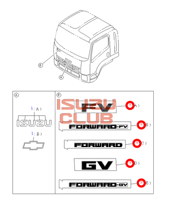 Фотография Эмблема кабины (буквы FV) ISUZU FVR34 =Isuzu Original= *8981046980*