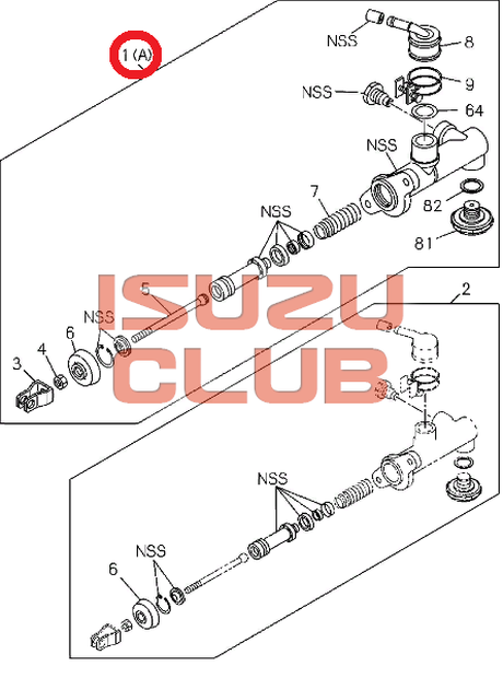 Схема Главный цилиндр сцепления NLR85/NMR85 =Isuzu Original= *8981176430*