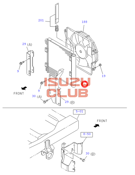 Схема Радиатор кондиционера ISUZU NMR85/NLR85 (Е4) =Isuzu Original= *8981458260*